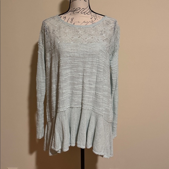 Free People Kristobel Knit Sweater Top in Mint Green - Picture 3 of 12